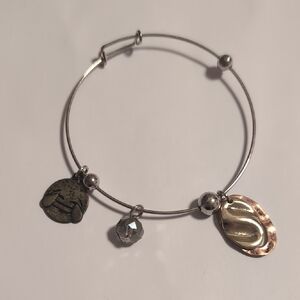 Elegant Silver and Gold Bronze‎ Laughing Emoji Charm Expandable Bracelet
